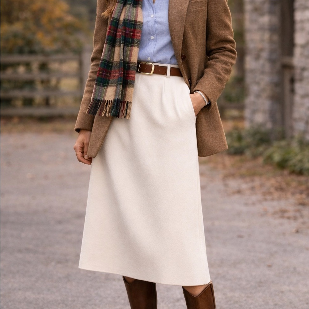 Vintage Pendleton Winter White Wool Skirt Size 8 | Lined | 28” Waist | USA Made